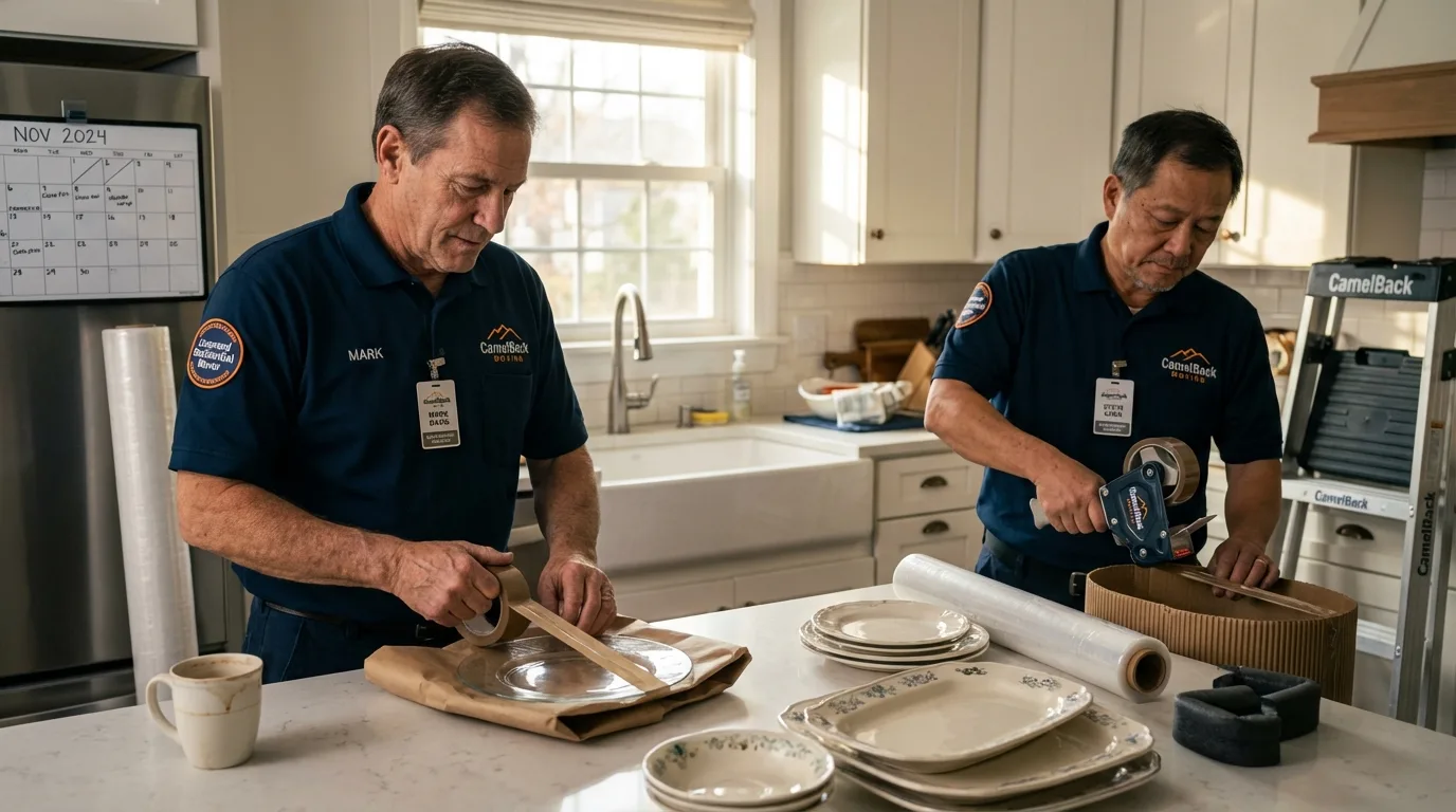 Professional crew packing kitchen dishware in Crystal Springs, MS