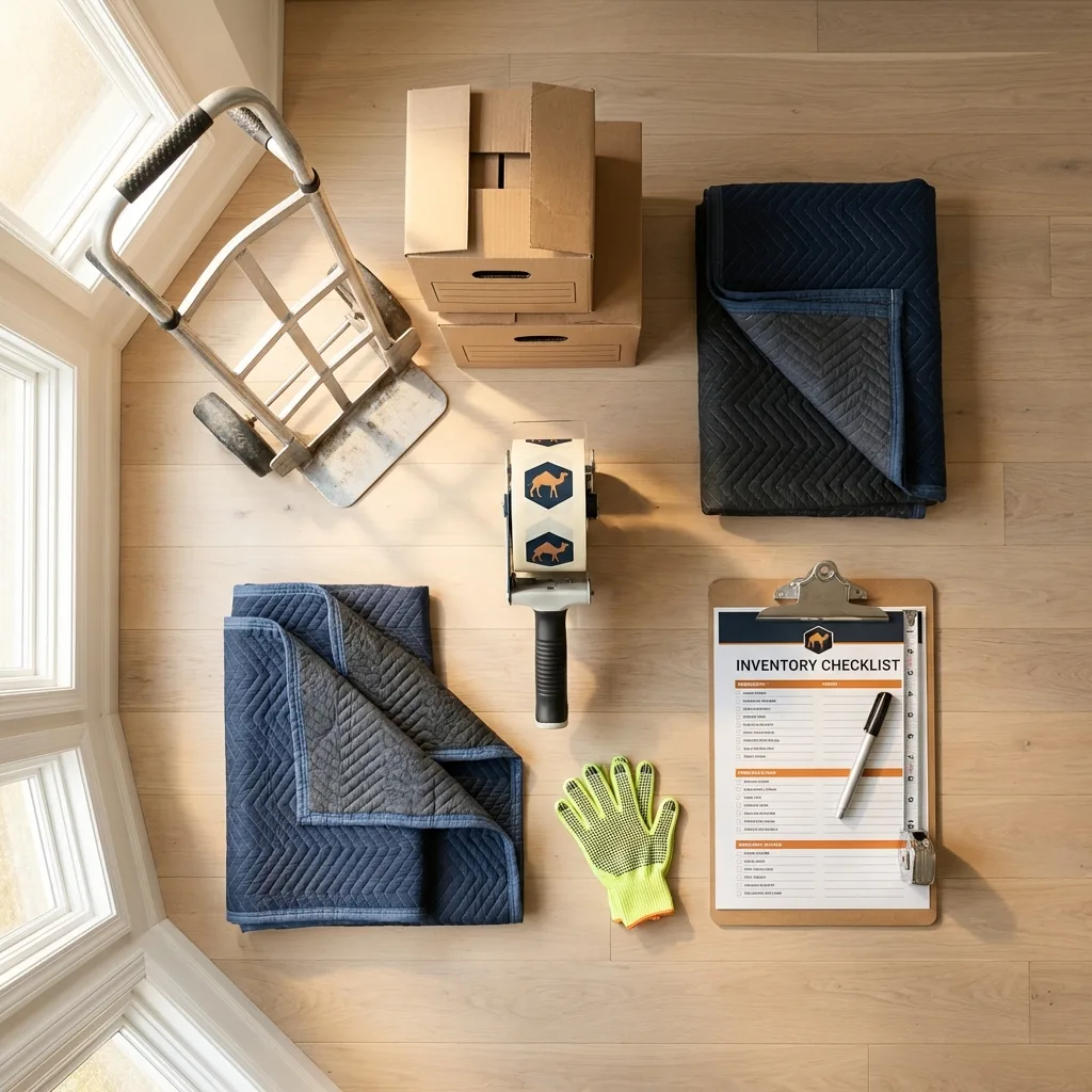 Professional moving supplies and packing materials layout for Crystal Springs residential relocations